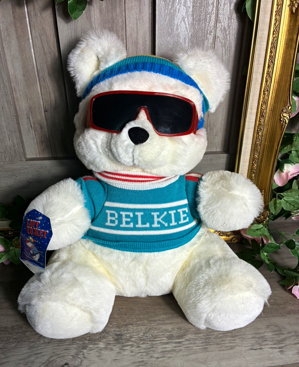 Vintage Belkie Polar Bear Plush Lift Ticket Sunglasses Ski Sweater 16” Rare
